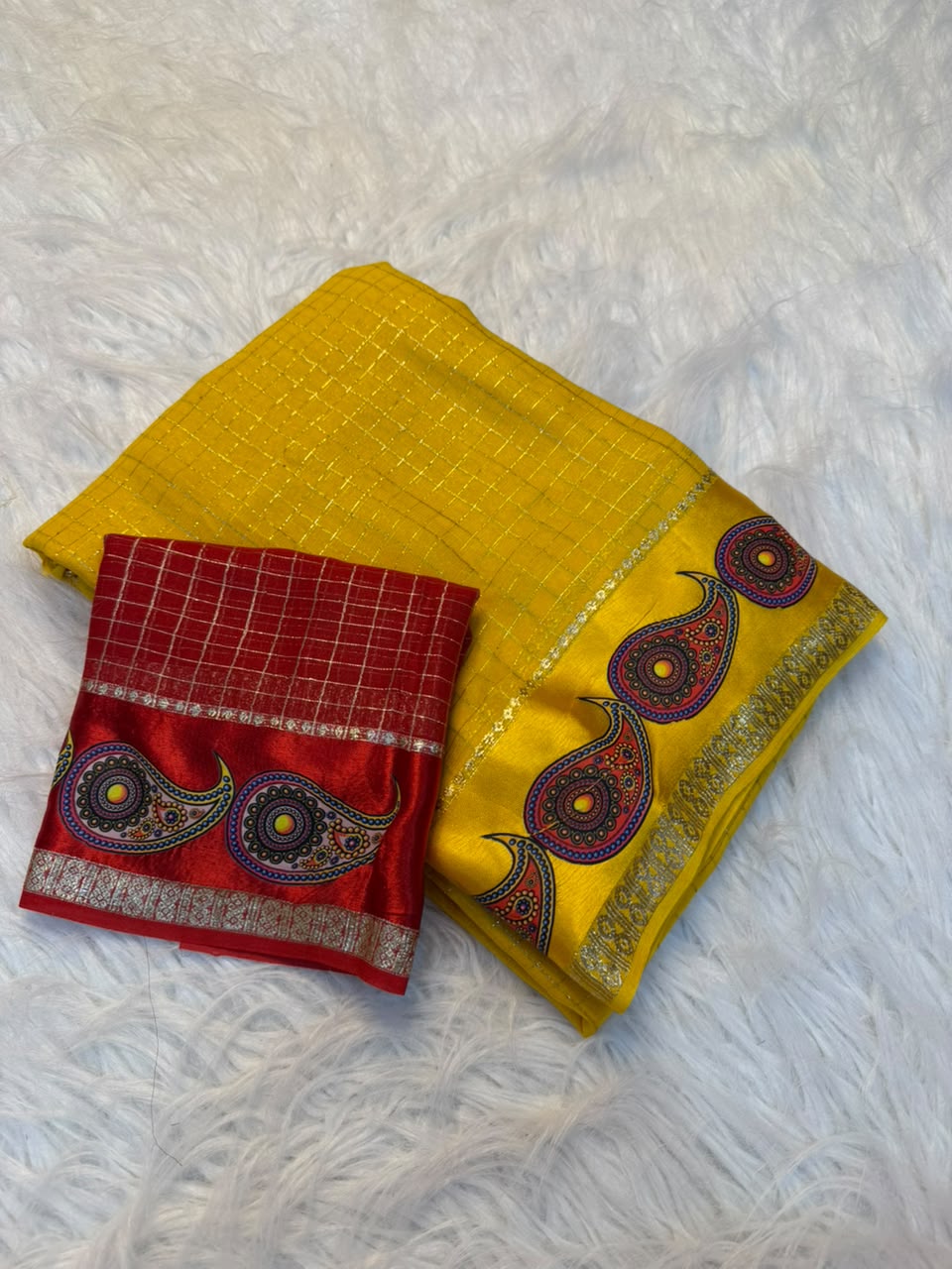 Charismatic Function Wear Viscose Georgette Print n Jacquard Border Fancy Saree With Blouse Piece