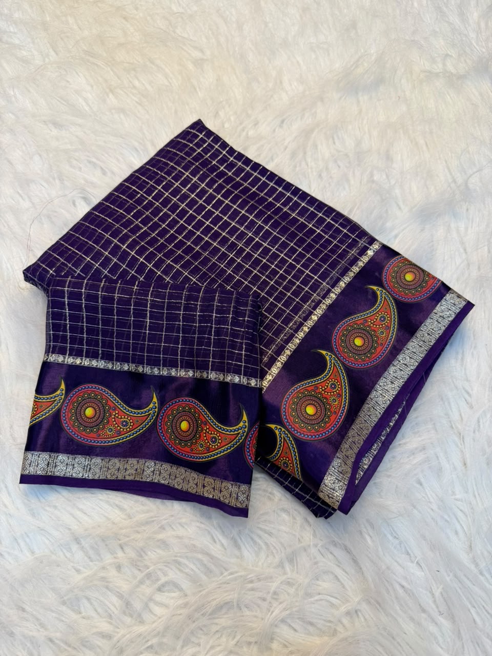 Charismatic Function Wear Viscose Georgette Print n Jacquard Border Fancy Saree With Blouse Piece