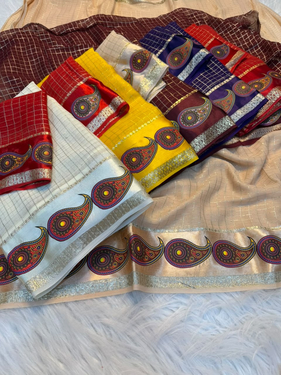 Charismatic Function Wear Viscose Georgette Print n Jacquard Border Fancy Saree With Blouse Piece