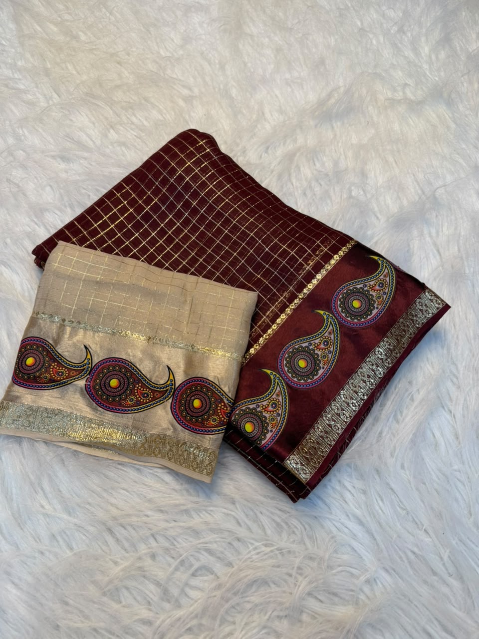 Charismatic Function Wear Viscose Georgette Print n Jacquard Border Fancy Saree With Blouse Piece