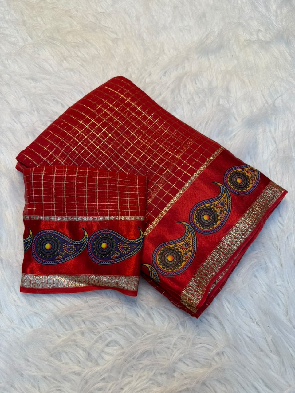 Charismatic Function Wear Viscose Georgette Print n Jacquard Border Fancy Saree With Blouse Piece