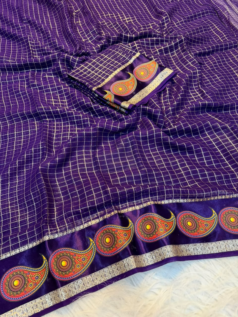 Charismatic Function Wear Viscose Georgette Print n Jacquard Border Fancy Saree With Blouse Piece