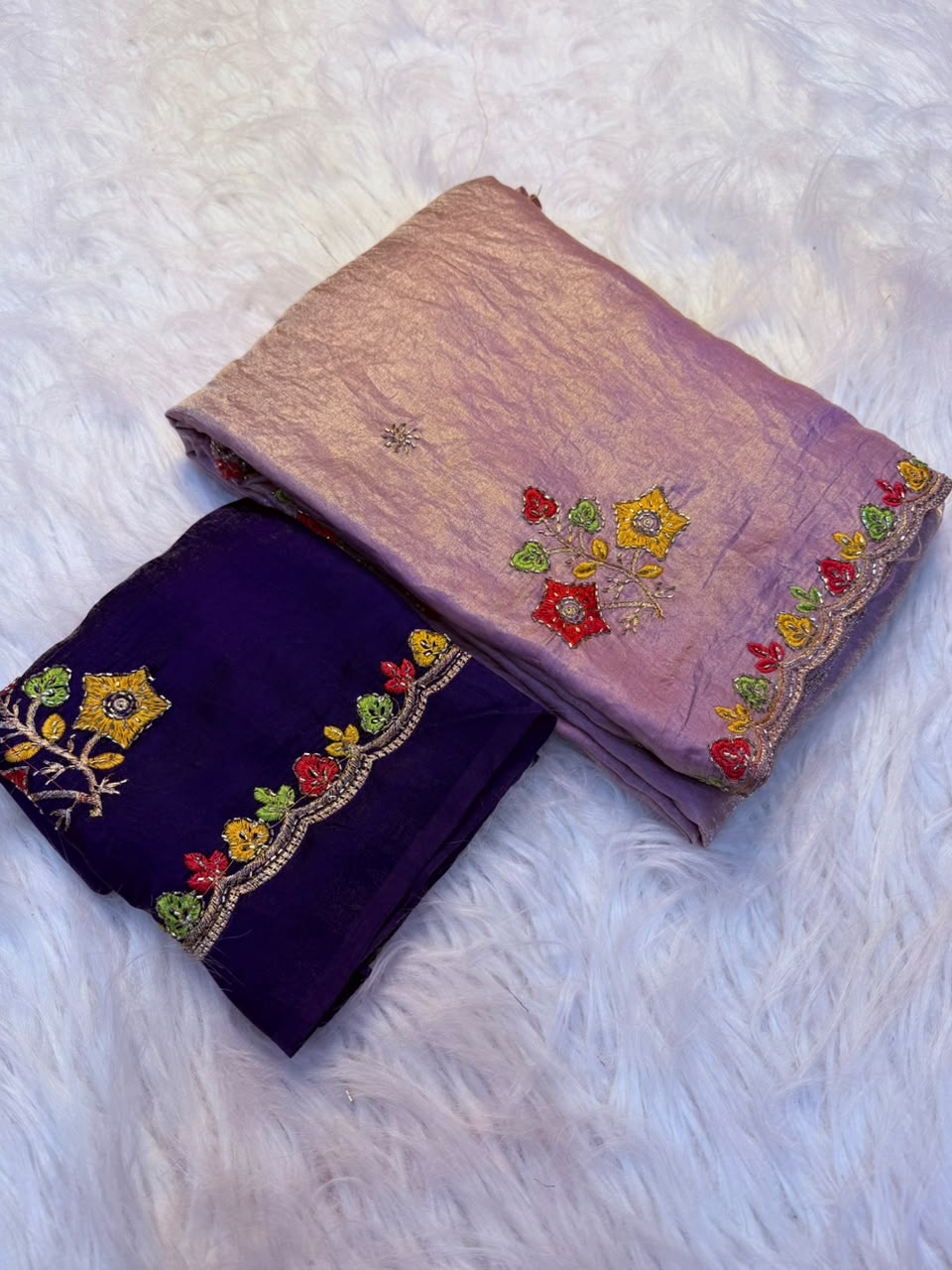 Incredible Festive Wear Satin Silk Embroidery n Thread Work Fancy Saree With Blouse Piece