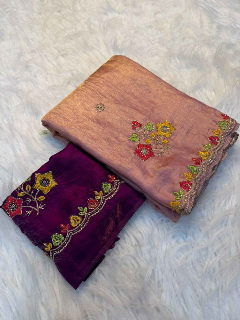 Incredible Festive Wear Satin Silk Embroidery n Thread Work Fancy Saree With Blouse Piece