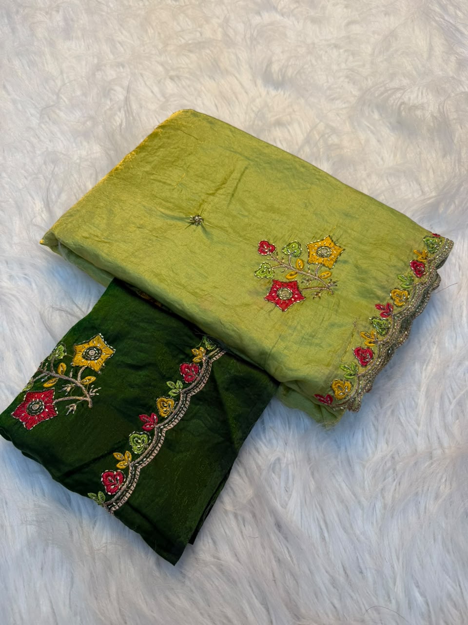 Incredible Festive Wear Satin Silk Embroidery n Thread Work Fancy Saree With Blouse Piece