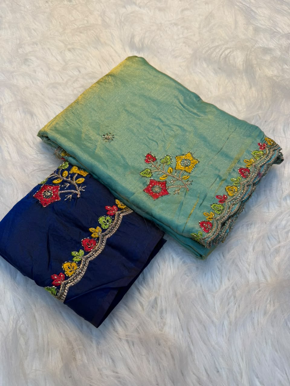 Incredible Festive Wear Satin Silk Embroidery n Thread Work Fancy Saree With Blouse Piece