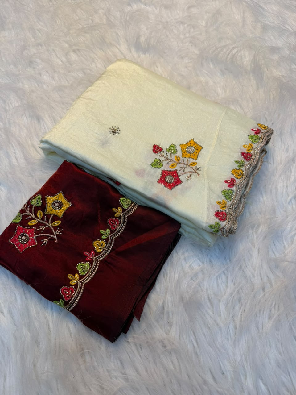 Incredible Festive Wear Satin Silk Embroidery n Thread Work Fancy Saree With Blouse Piece