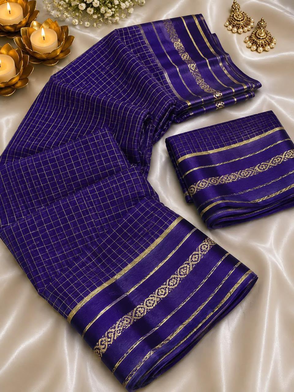 Glamorous Function Wear Viscose Georgette Satin Border Fancy Saree With Blouse Piece