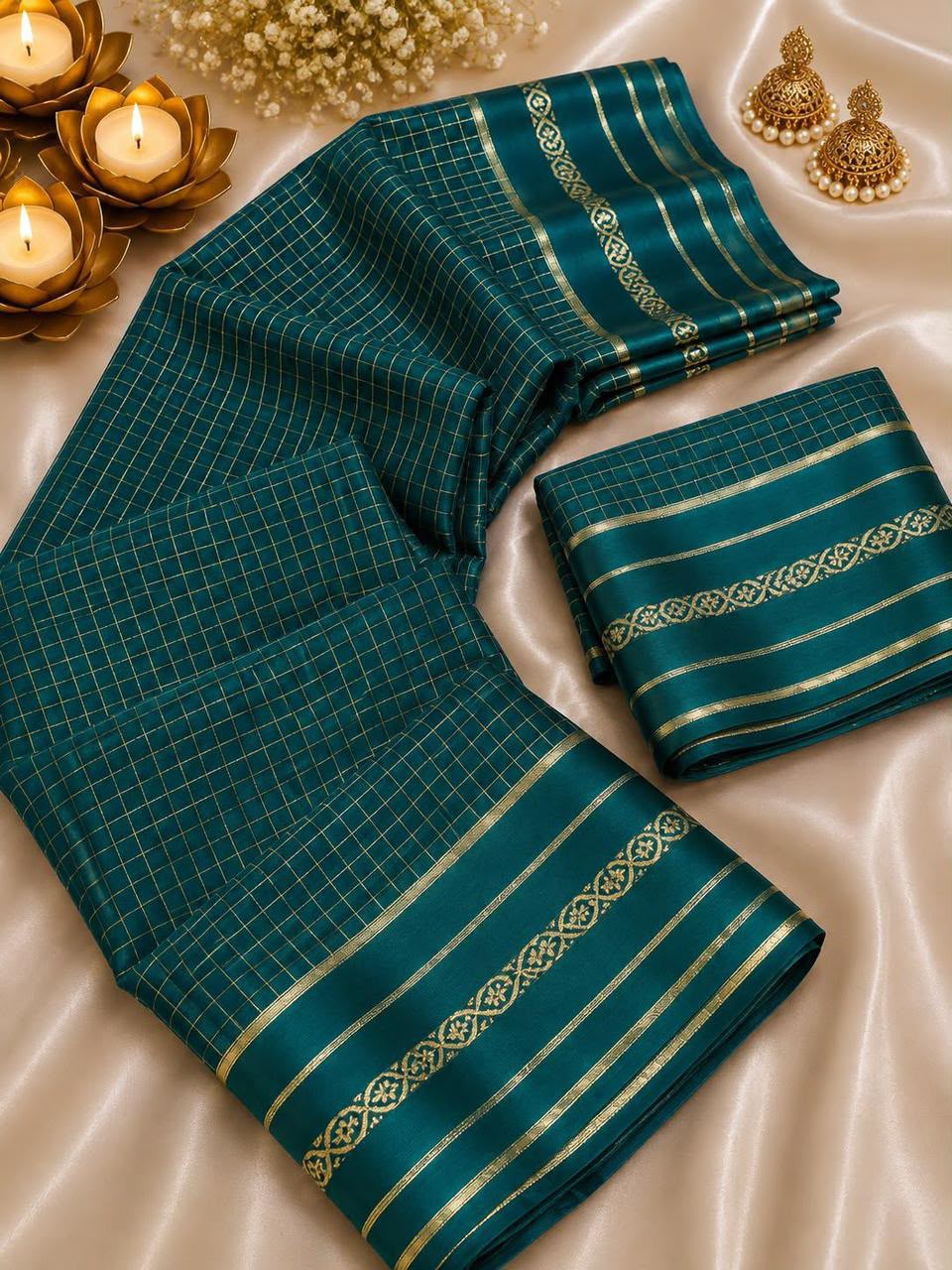 Glamorous Function Wear Viscose Georgette Satin Border Fancy Saree With Blouse Piece