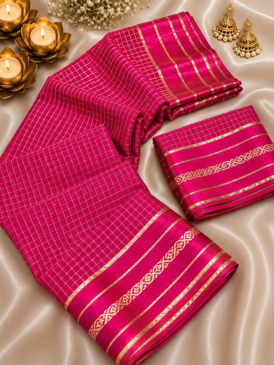 Glamorous Function Wear Viscose Georgette Satin Border Fancy Saree With Blouse Piece