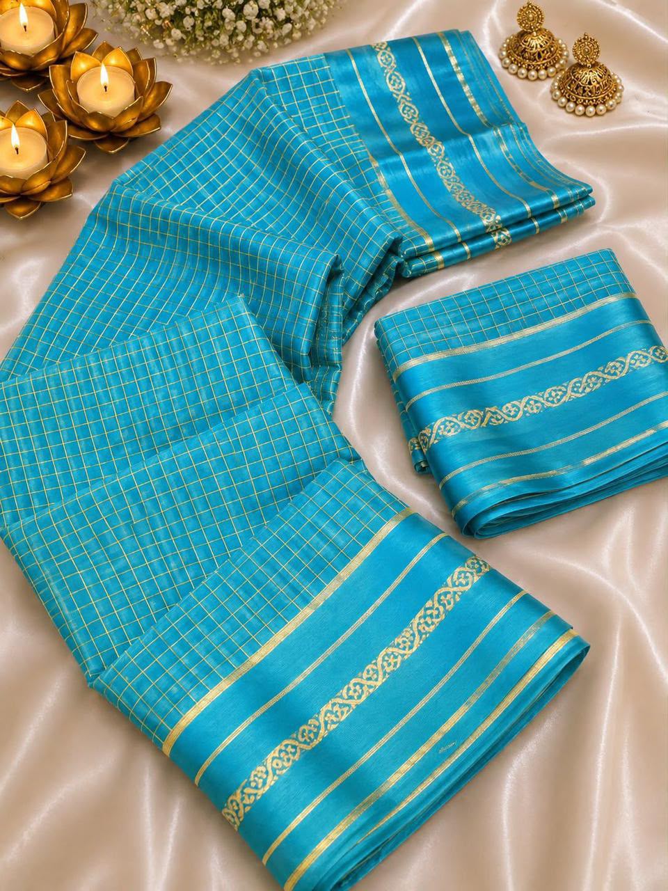 Glamorous Function Wear Viscose Georgette Satin Border Fancy Saree With Blouse Piece