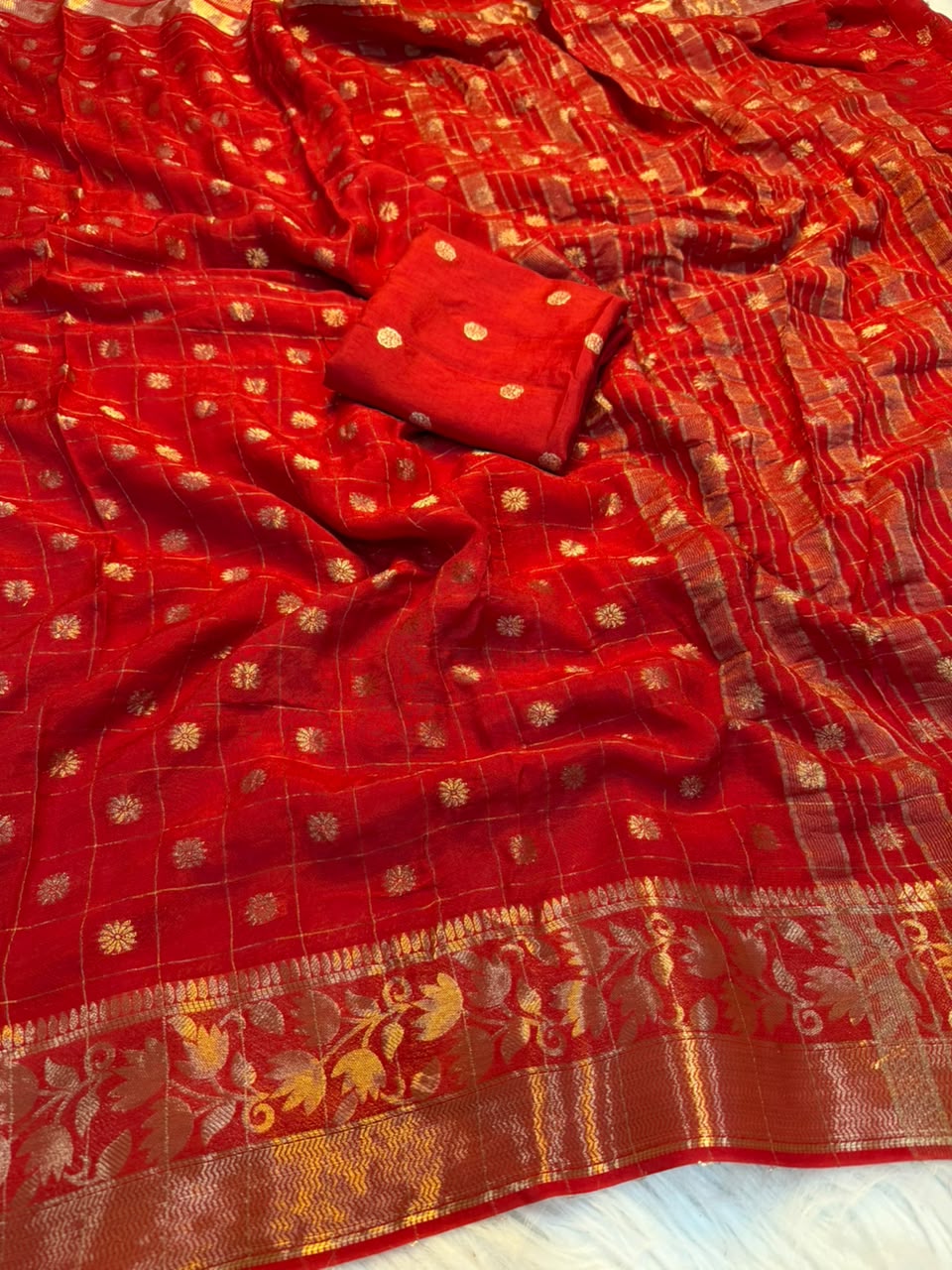 Desirable Festive Wear Viscose Georgette Jacquard Weaving Work Designer Saree With Blouse Piece