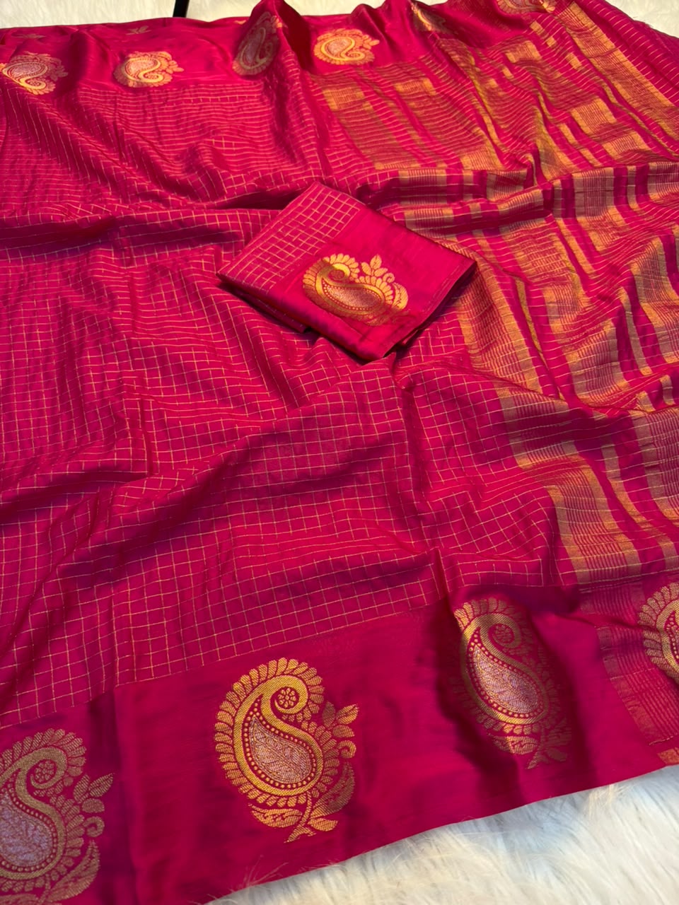 Marvellous Festive Wear Crape Silk Jacquard Border Rich Pallu Fancy Saree With Blouse Piece