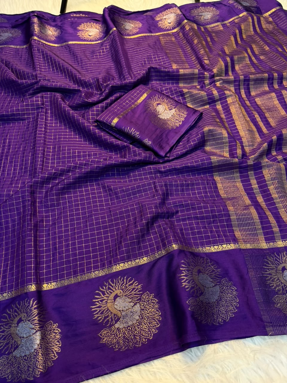 Whimsical Party Wear Crape Silk Jacquard Border Rich Pallu Fancy Saree With Blouse Piece
