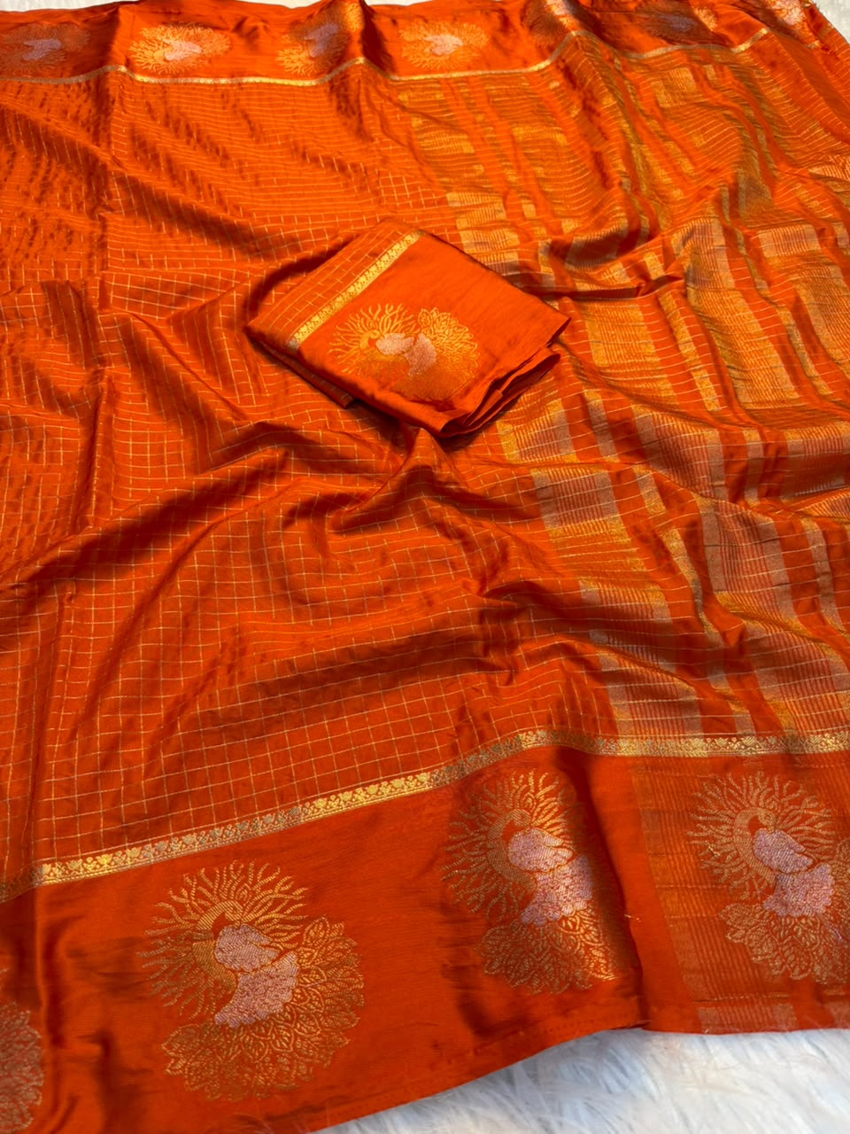 Whimsical Party Wear Crape Silk Jacquard Border Rich Pallu Fancy Saree With Blouse Piece