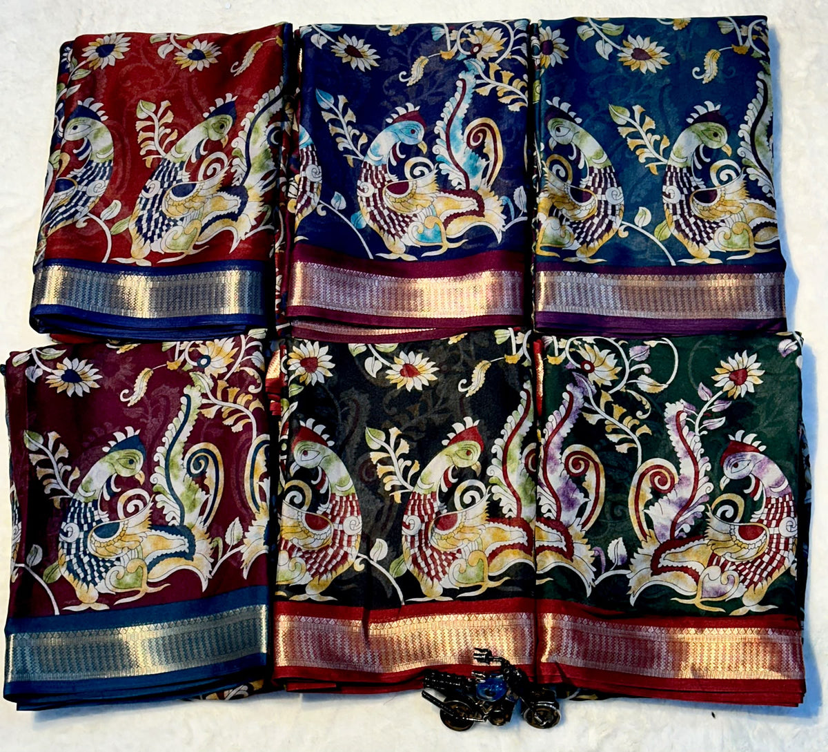 Glamorous Wedding Wear Soft Georgette Print Design Jacquard Border Fancy Saree With Blouse Piece