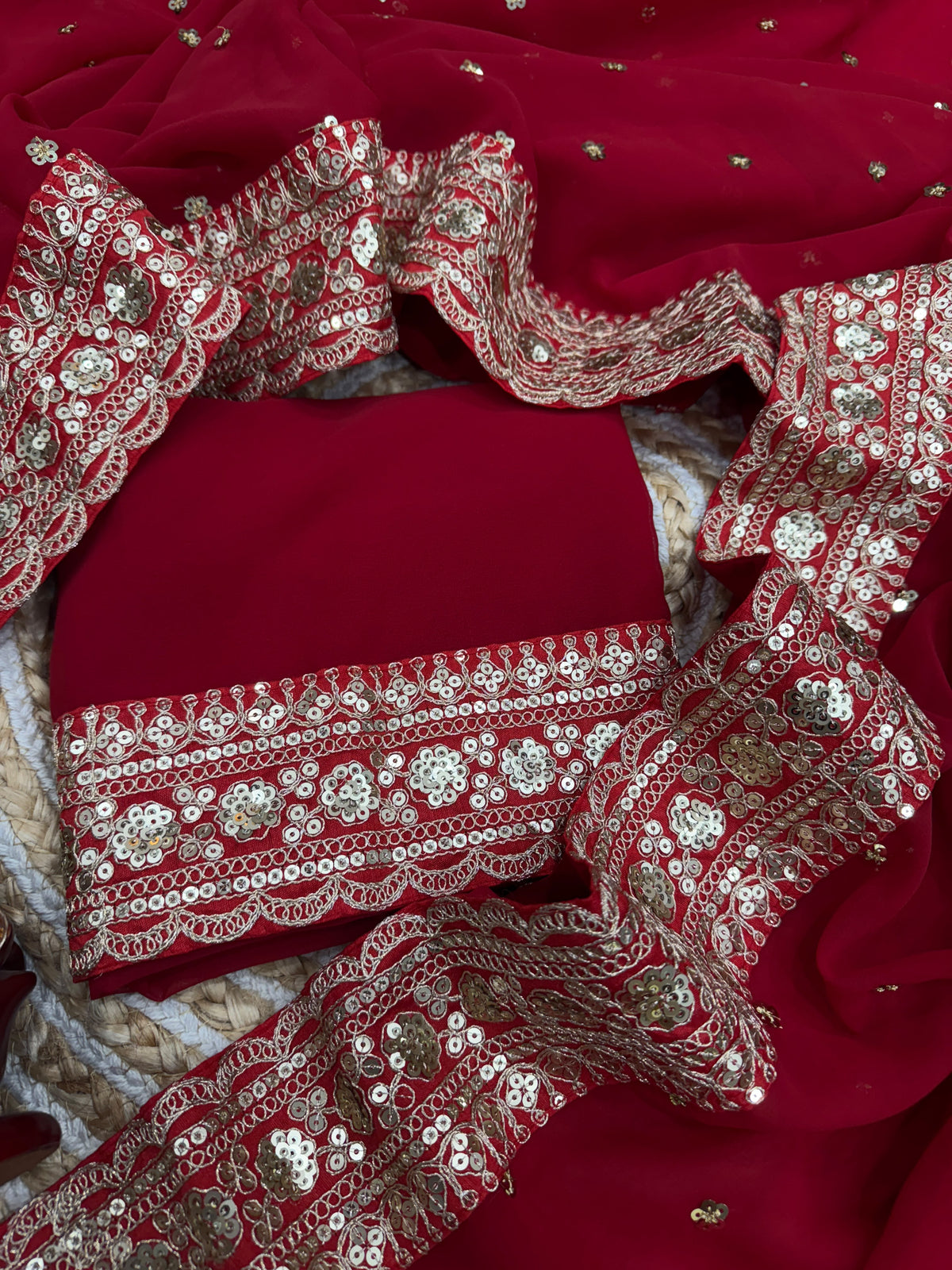 Luxuriant Festive Wear Georgette Heavy Embroidery n Sequence Work Designer Saree For Occasion