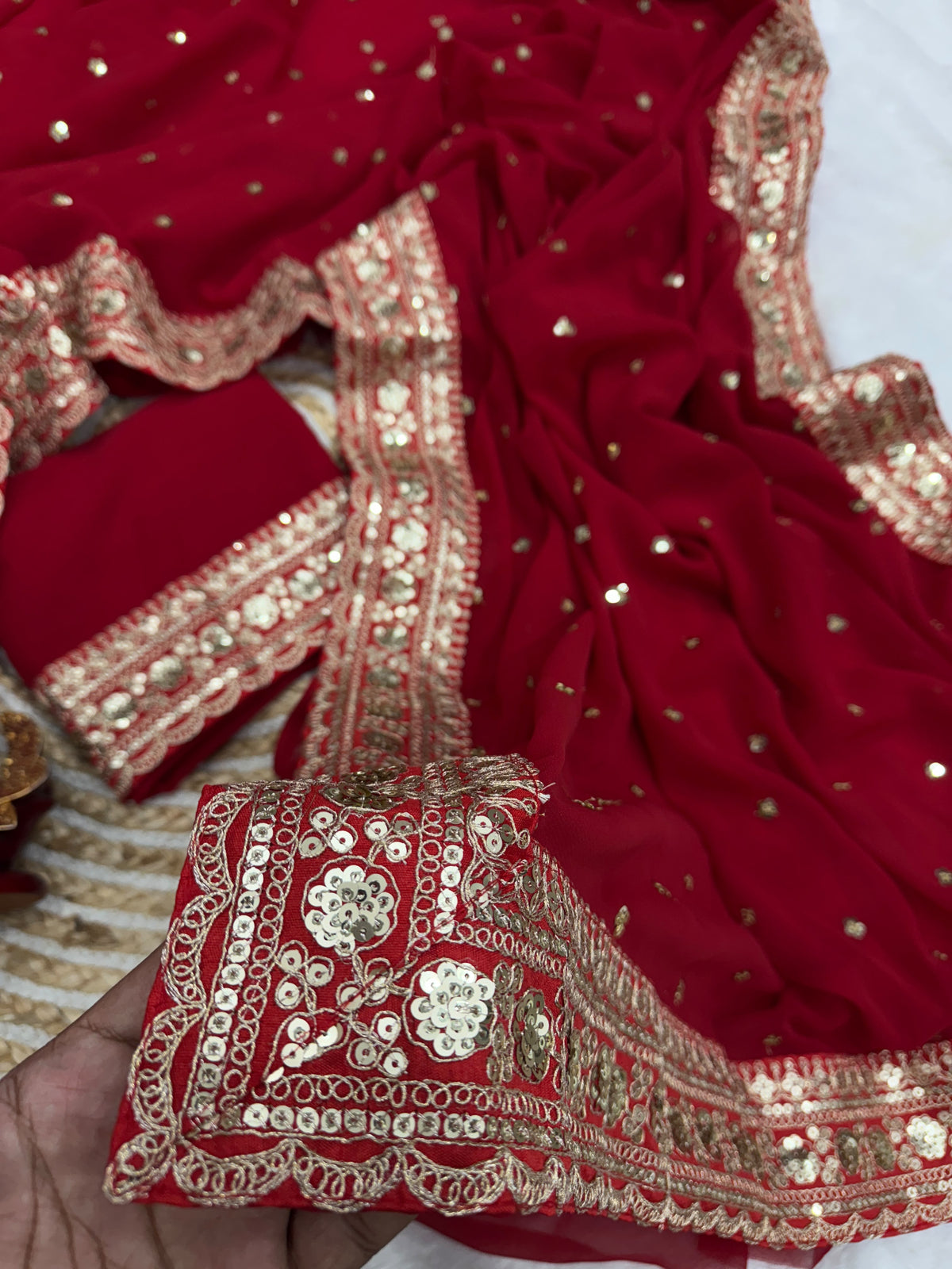 Luxuriant Festive Wear Georgette Heavy Embroidery n Sequence Work Designer Saree For Occasion