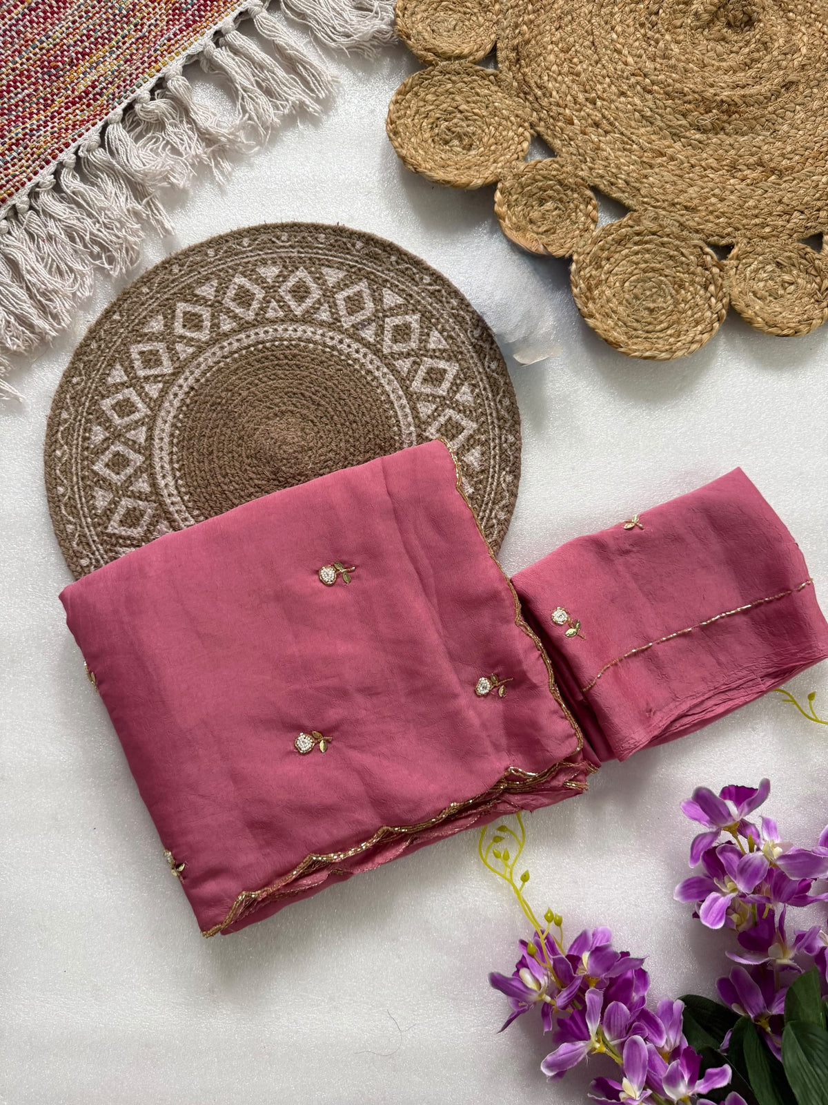 Attractive Wedding Wear Rangoli Crush Silk Thread n Handwork Designer Saree For Occasion