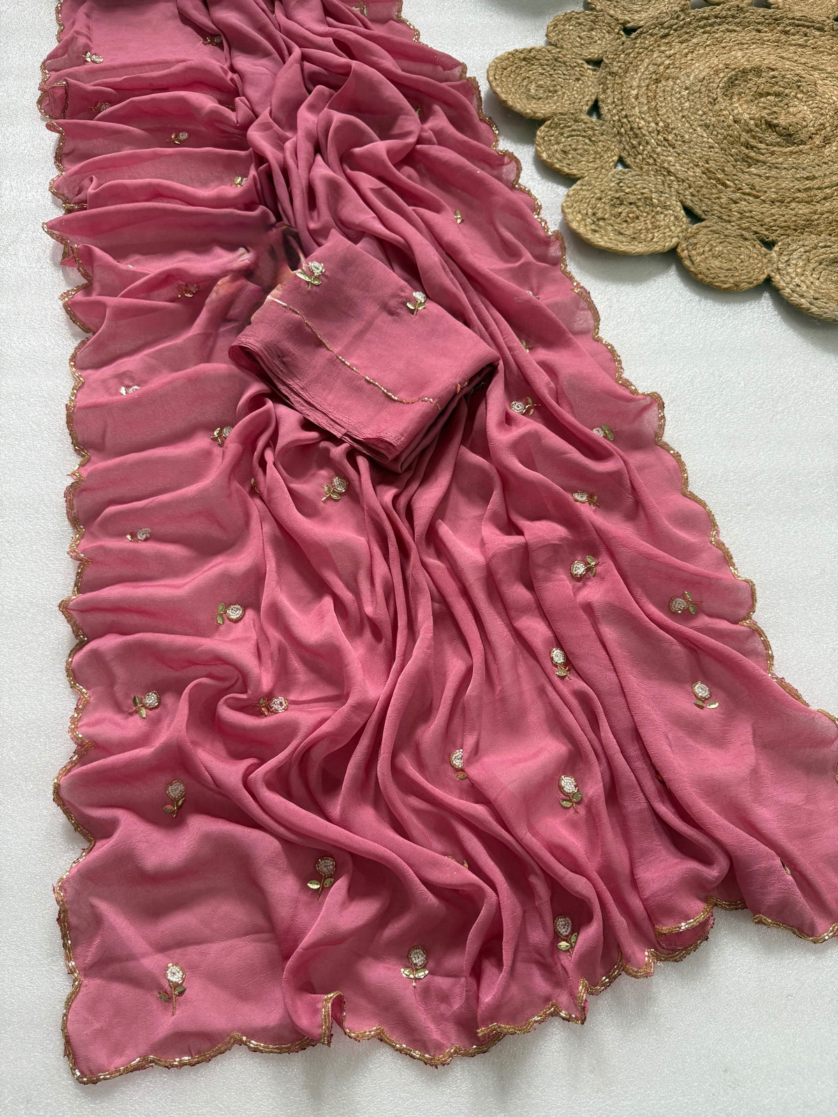 Attractive Wedding Wear Rangoli Crush Silk Thread n Handwork Designer Saree For Occasion