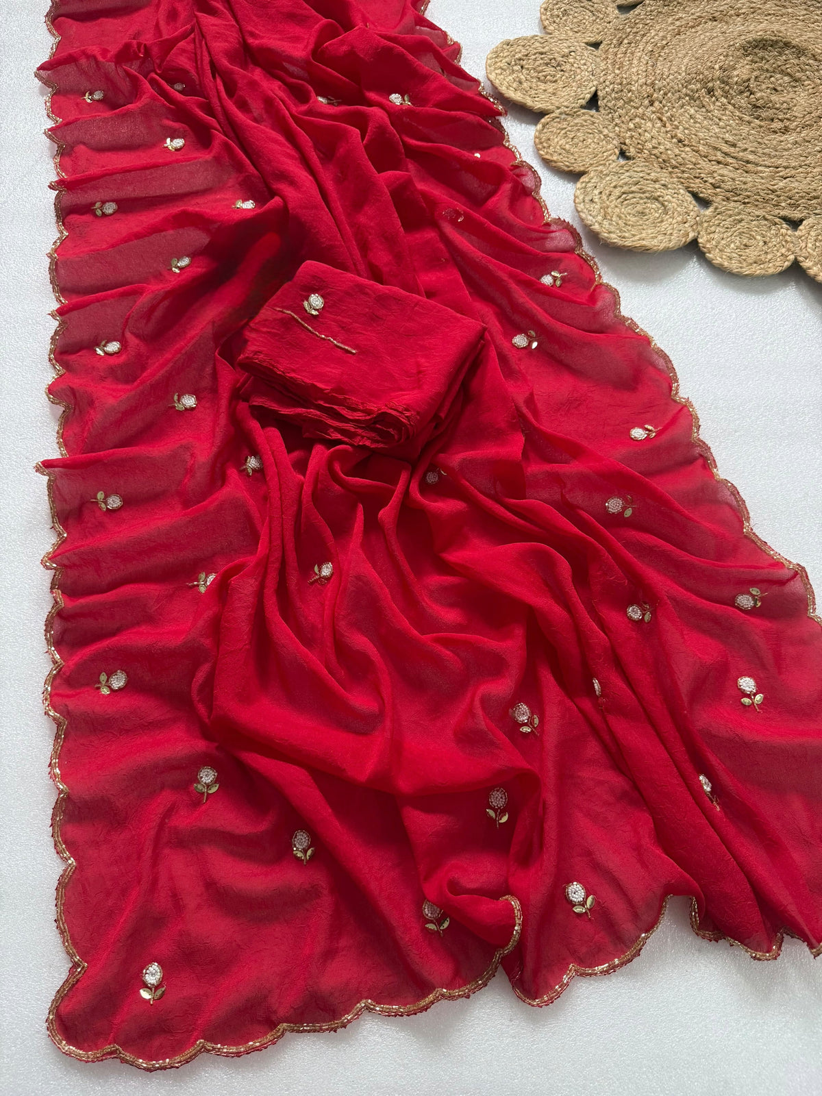 Attractive Wedding Wear Rangoli Crush Silk Thread n Handwork Designer Saree For Occasion