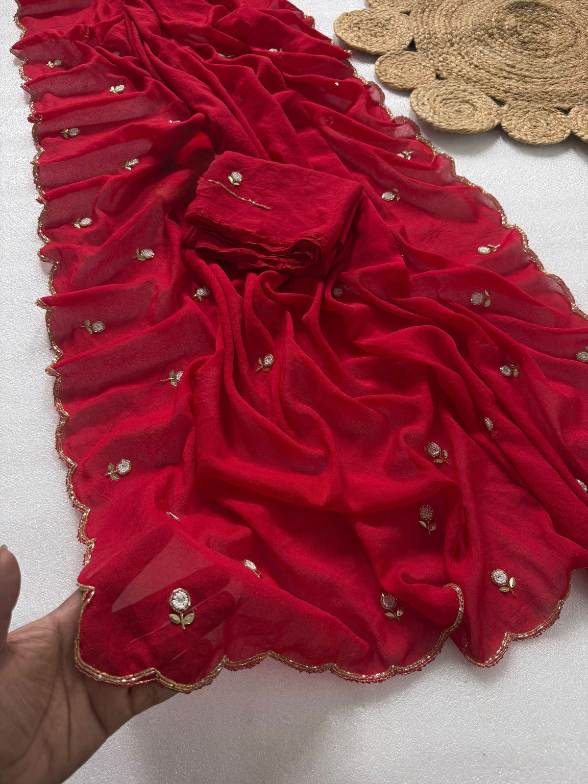 Attractive Wedding Wear Rangoli Crush Silk Thread n Handwork Designer Saree For Occasion