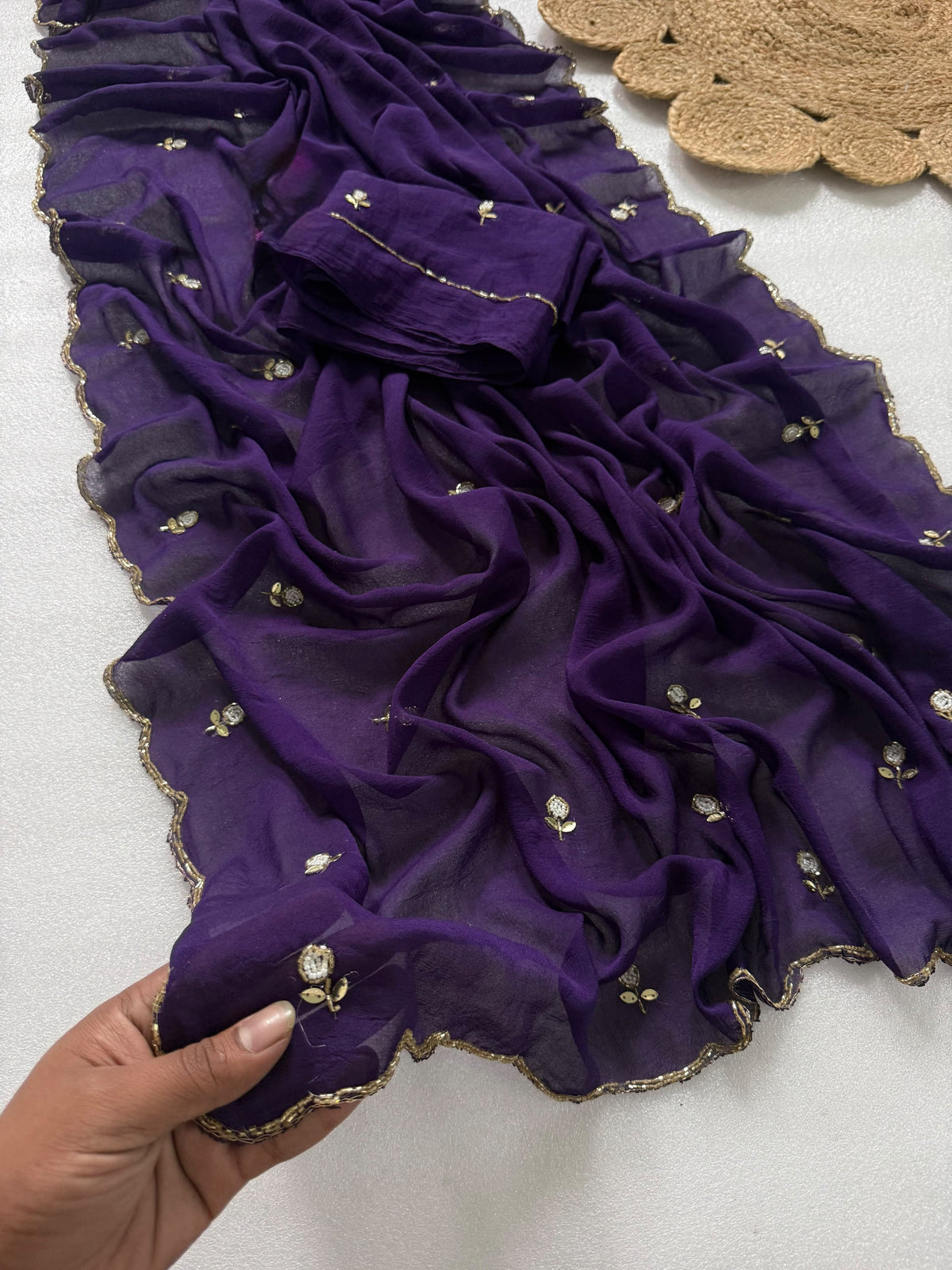Attractive Wedding Wear Rangoli Crush Silk Thread n Handwork Designer Saree For Occasion