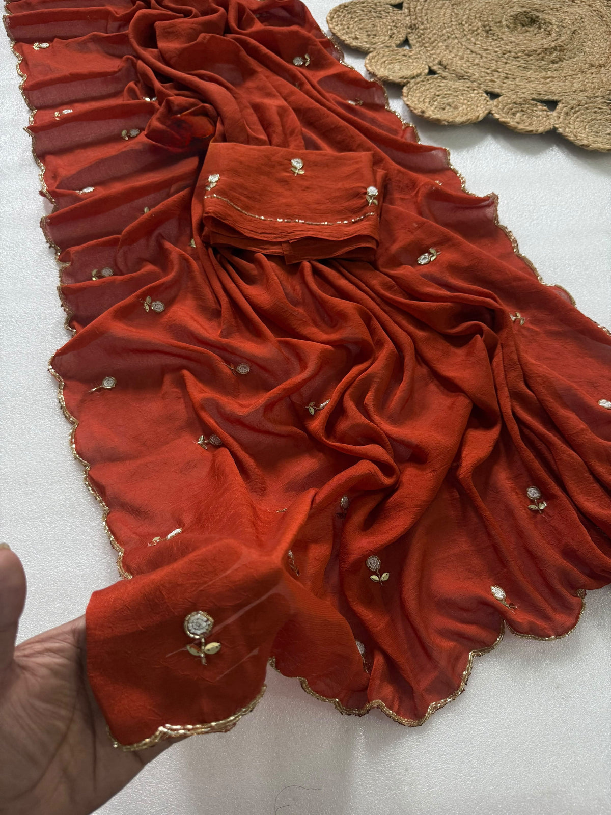 Attractive Wedding Wear Rangoli Crush Silk Thread n Handwork Designer Saree For Occasion