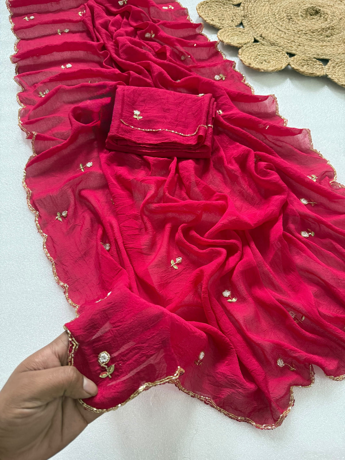 Attractive Wedding Wear Rangoli Crush Silk Thread n Handwork Designer Saree For Occasion
