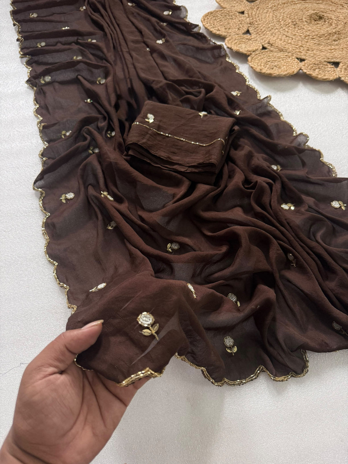 Attractive Wedding Wear Rangoli Crush Silk Thread n Handwork Designer Saree For Occasion