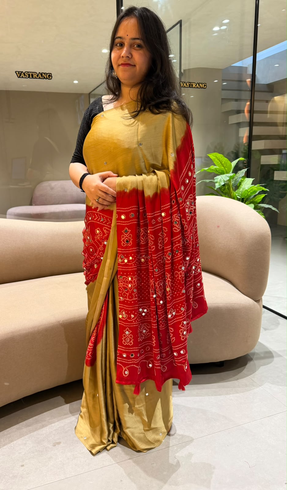Effervescent Function Wear Satin Silk Heavy Mirror Work n Latkan Pallu Designer SareeWithBlouse Piece