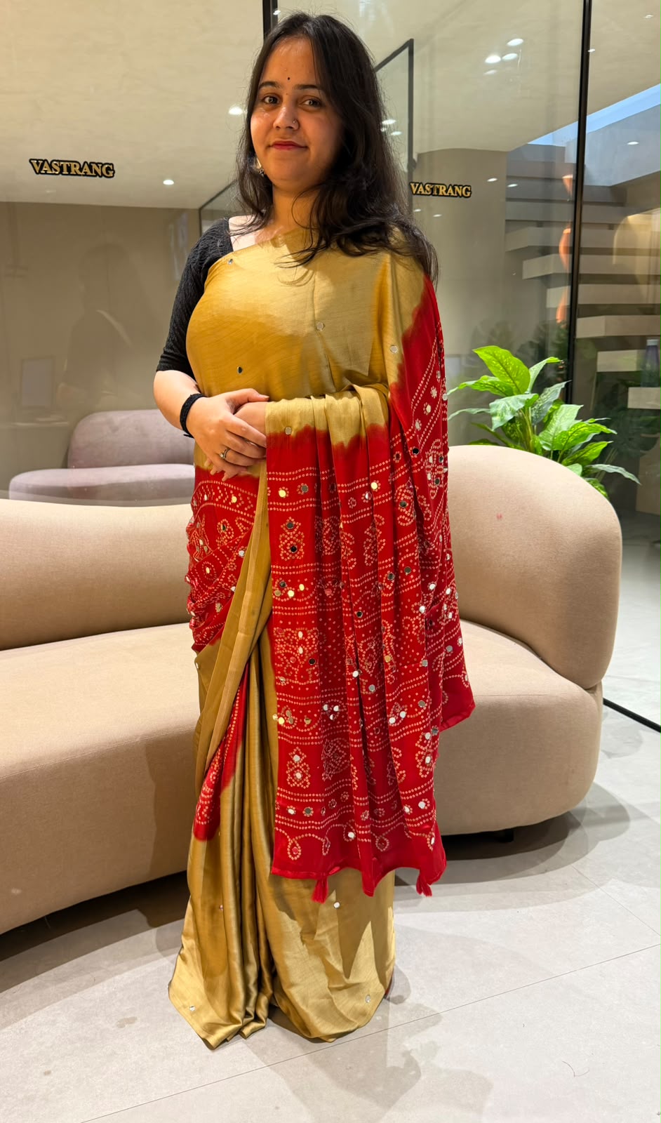 Effervescent Function Wear Satin Silk Heavy Mirror Work n Latkan Pallu Designer SareeWithBlouse Piece