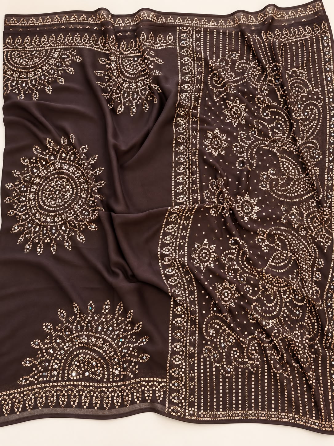 Graceful Function Wear Georgette Print n Mirror Work Rich Pallu Fancy Saree With Blouse Piece