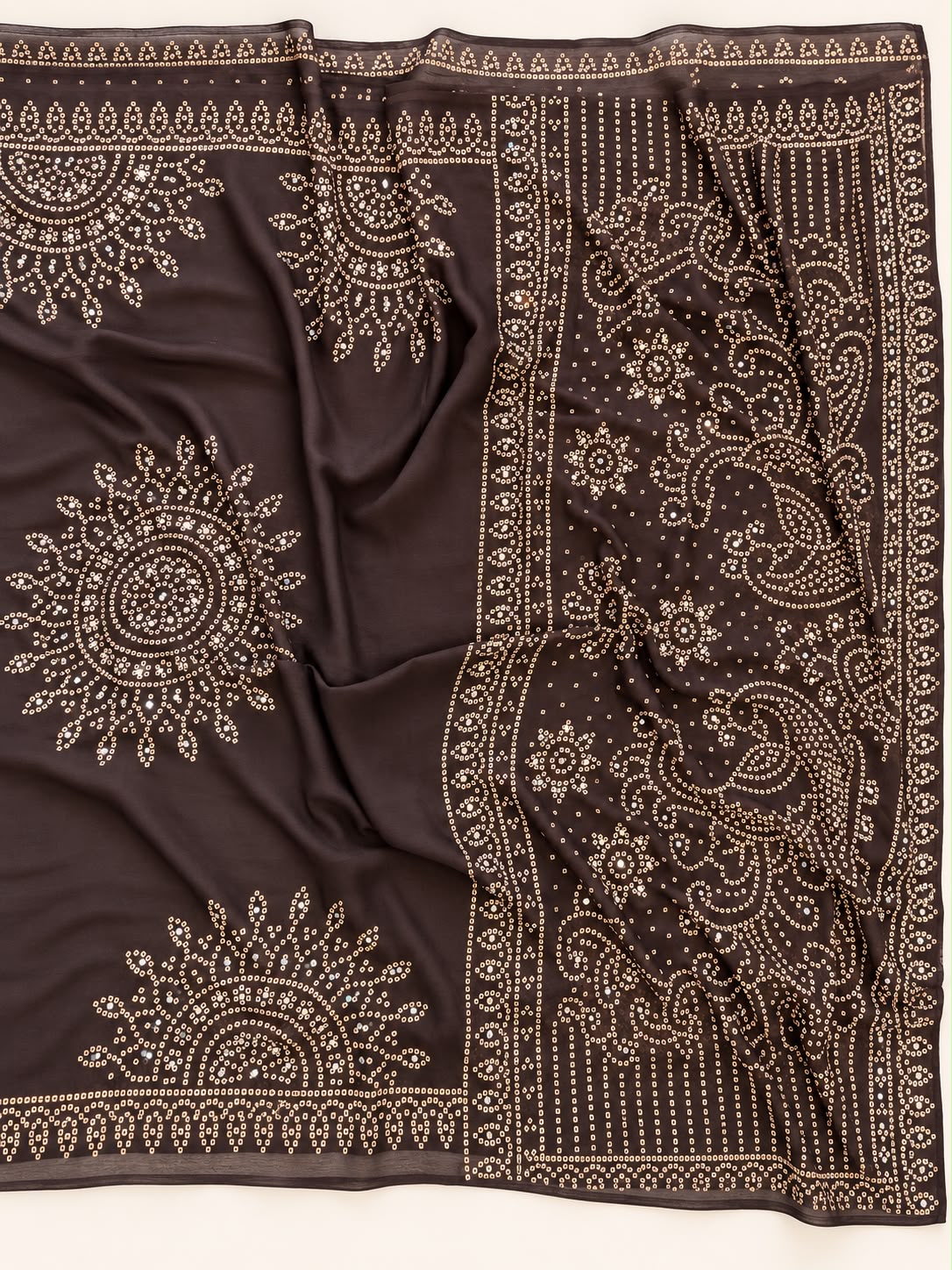 Graceful Function Wear Georgette Print n Mirror Work Rich Pallu Fancy Saree With Blouse Piece