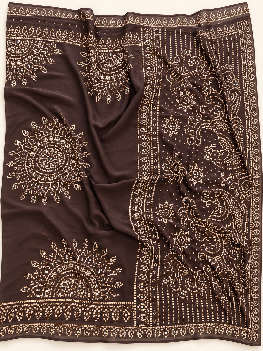 Graceful Function Wear Georgette Print n Mirror Work Rich Pallu Fancy Saree With Blouse Piece