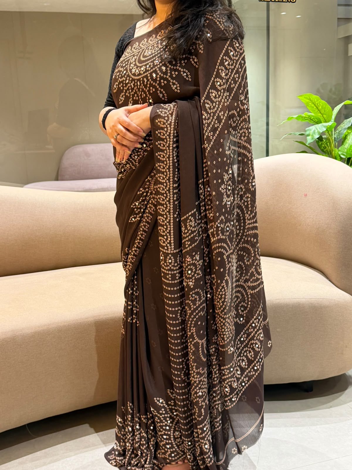Graceful Function Wear Georgette Print n Mirror Work Rich Pallu Fancy Saree With Blouse Piece