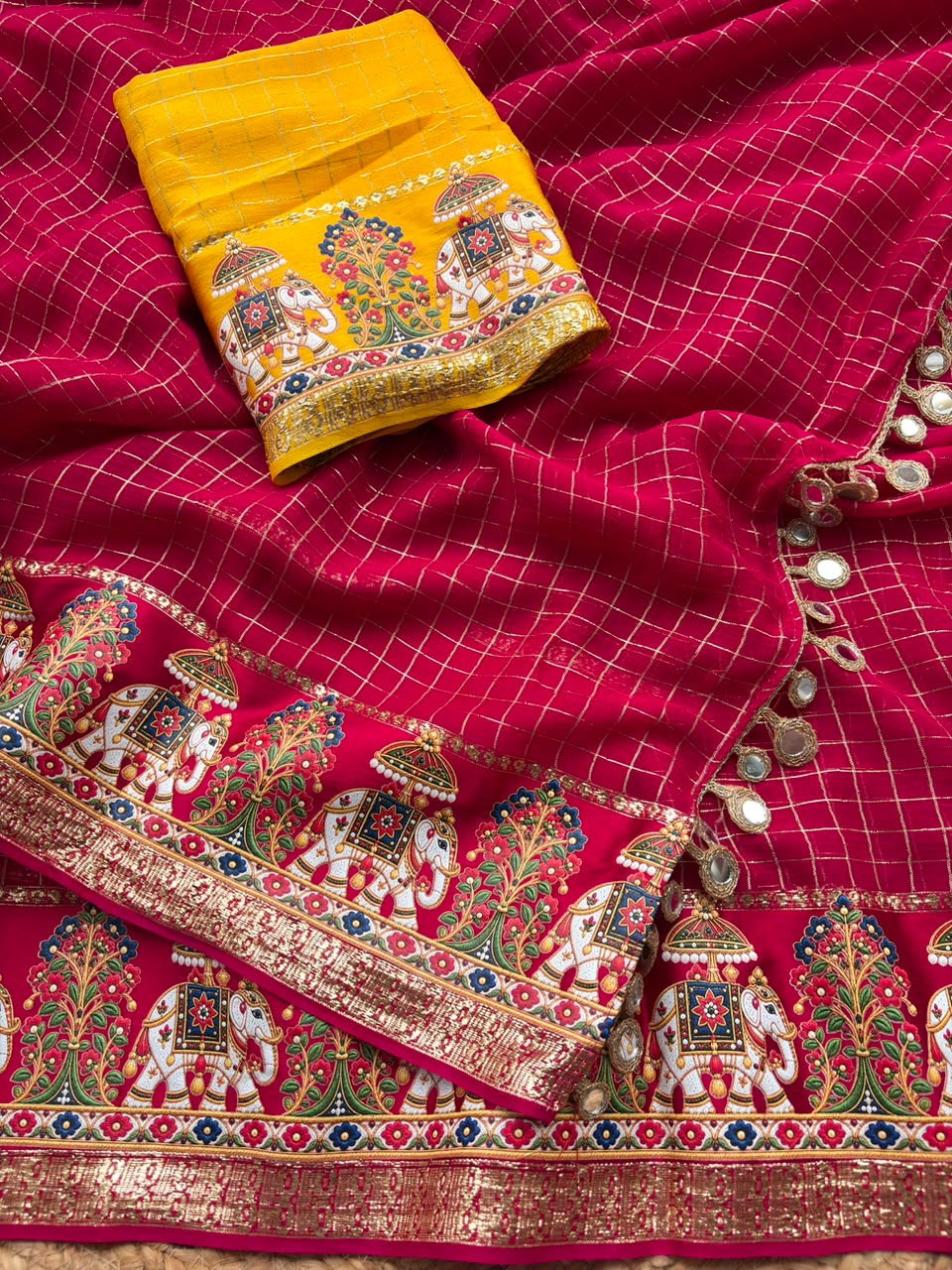 Quintessential Party Wear Viscose Georgette Heavy Border n Zari Work Designer Saree With Blissful Blouse Piece