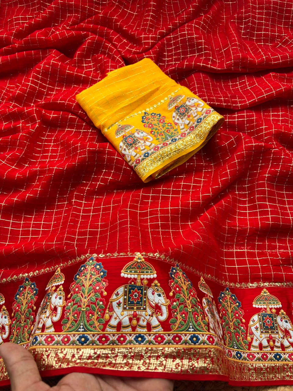 Quintessential Party Wear Viscose Georgette Heavy Border n Zari Work Designer Saree With Blissful Blouse Piece