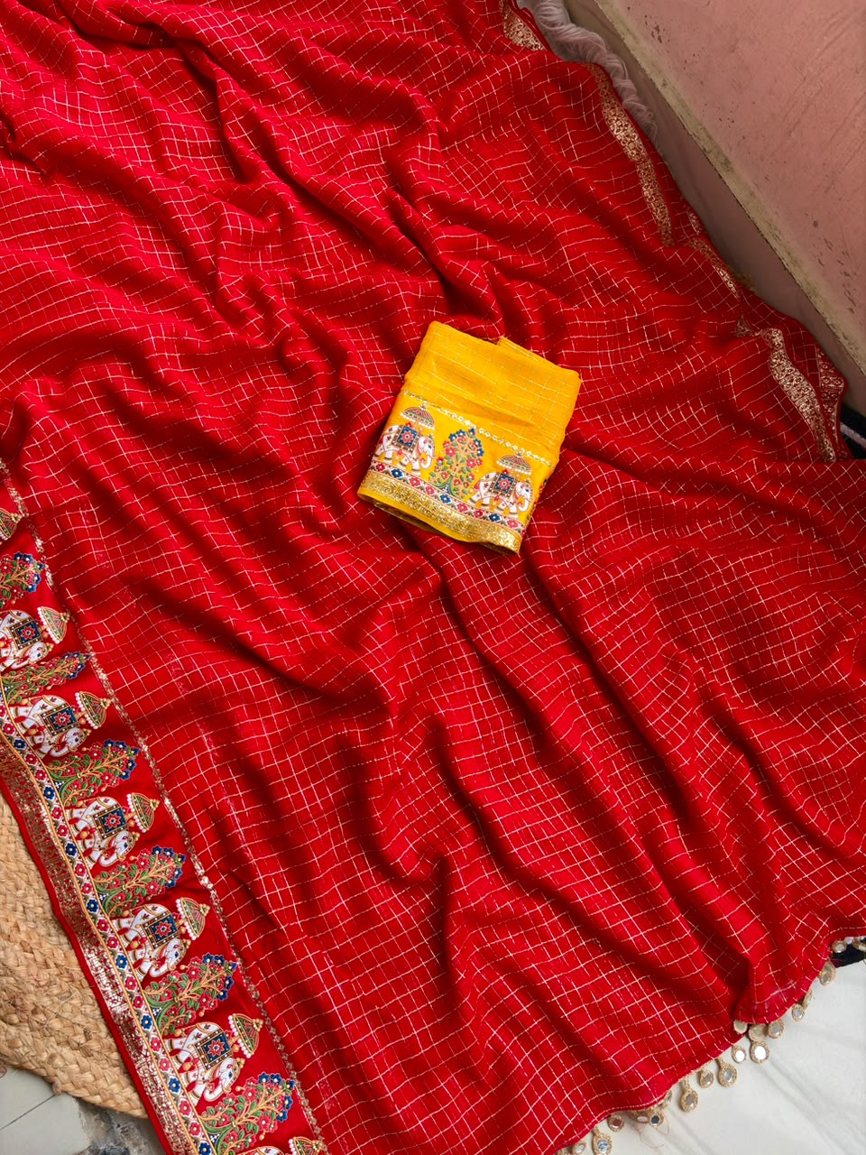 Quintessential Party Wear Viscose Georgette Heavy Border n Zari Work Designer Saree With Blissful Blouse Piece