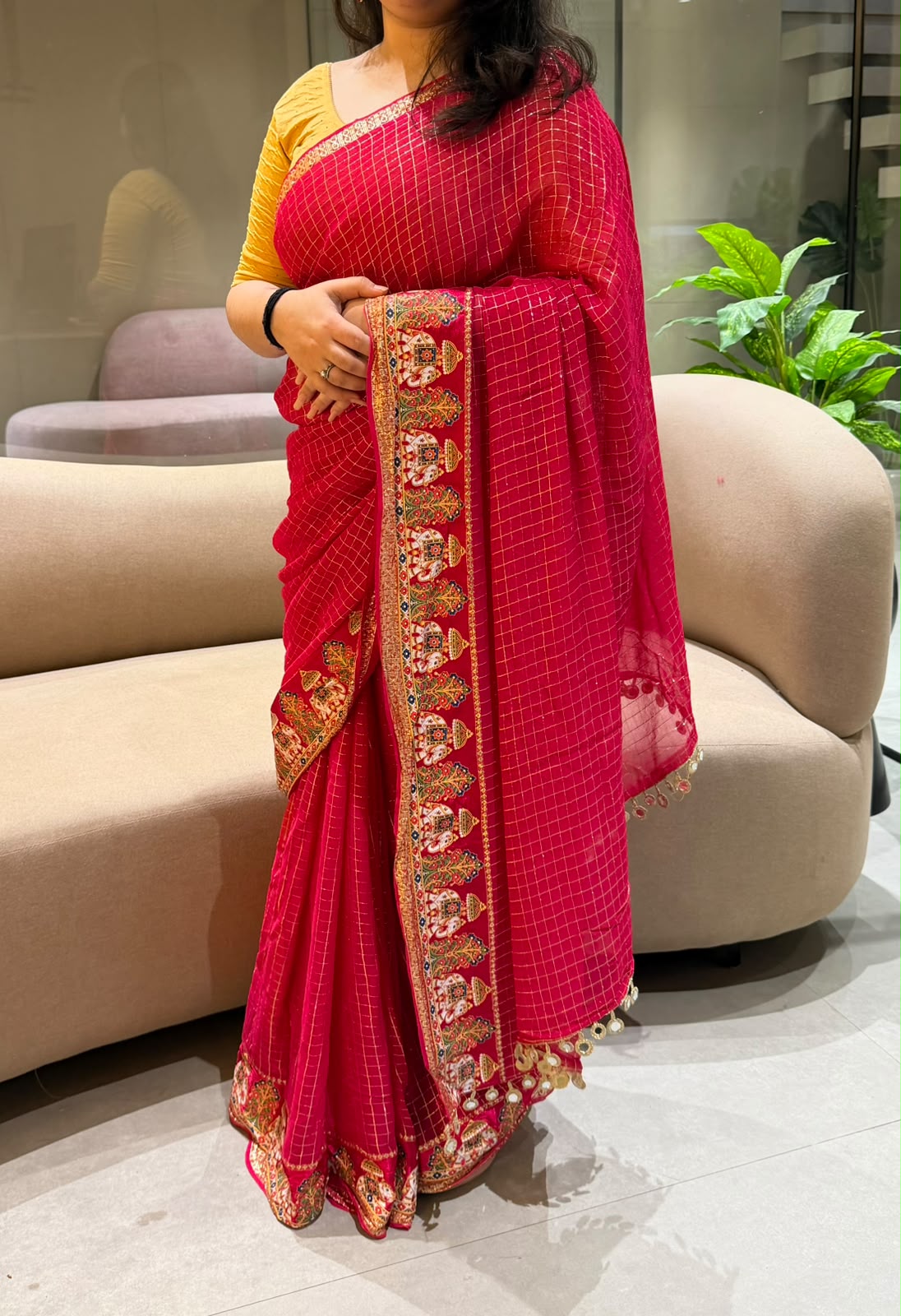 Quintessential Party Wear Viscose Georgette Heavy Border n Zari Work Designer Saree With Blissful Blouse Piece