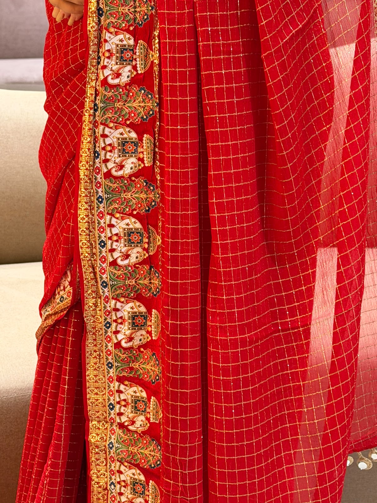Quintessential Party Wear Viscose Georgette Heavy Border n Zari Work Designer Saree With Blissful Blouse Piece