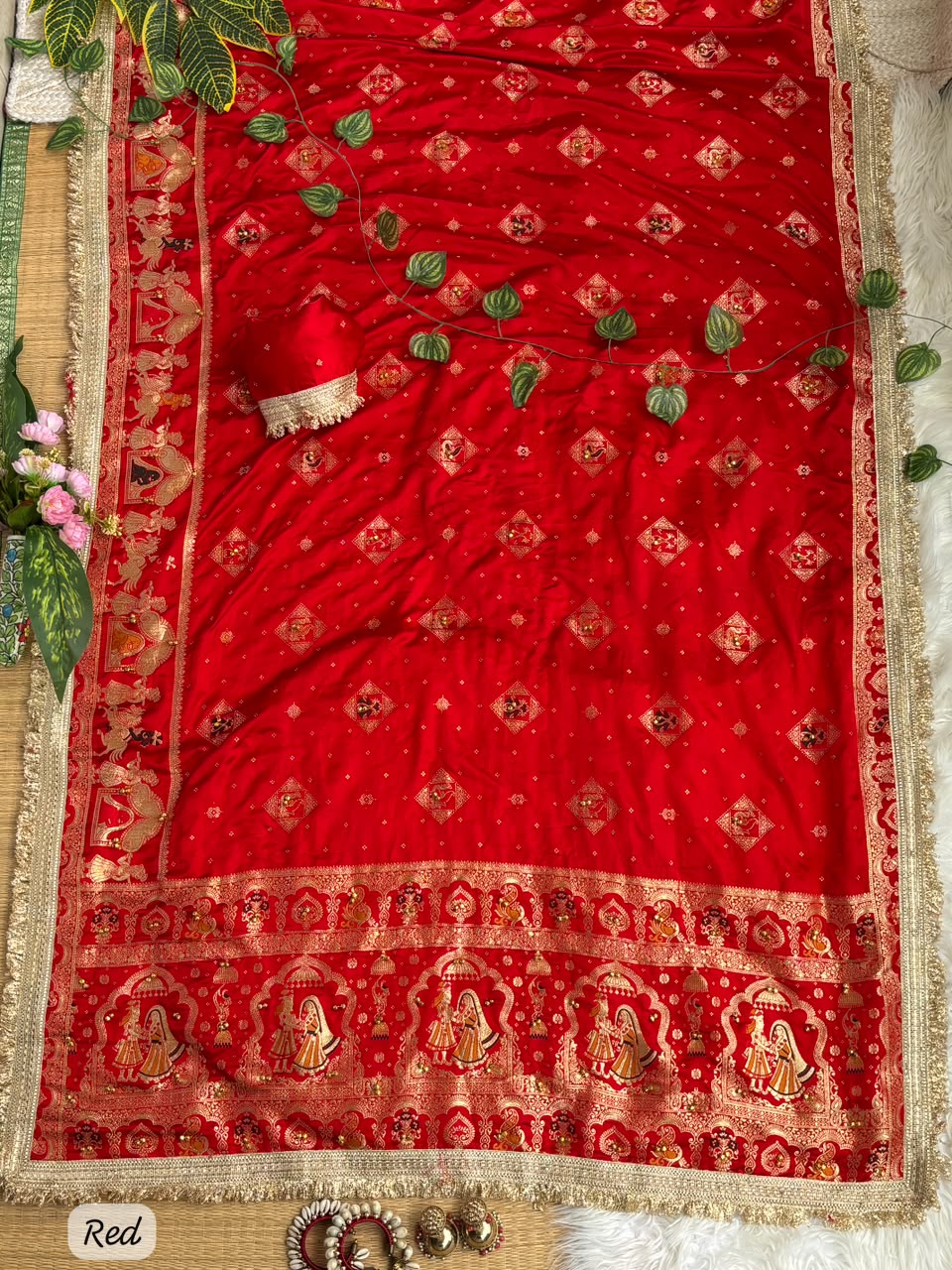 Regal Wedding Wear Banarasi Silk Heavy Border Fancy Saree With Elegant Blouse Piece