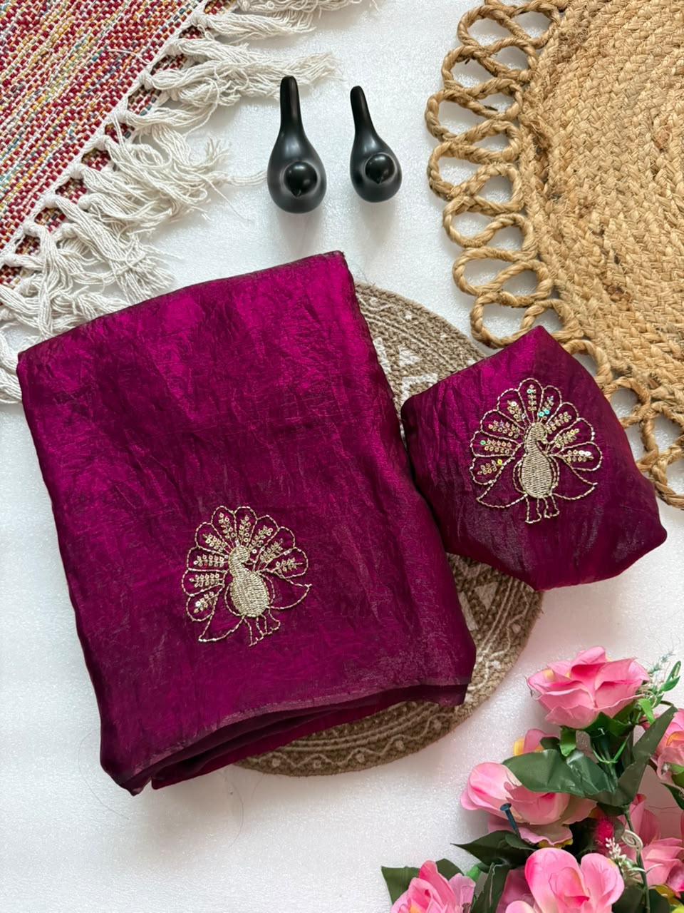 Attractive Party Wear Satin Silk Sequence n Thread Work Designer Saree For Women
