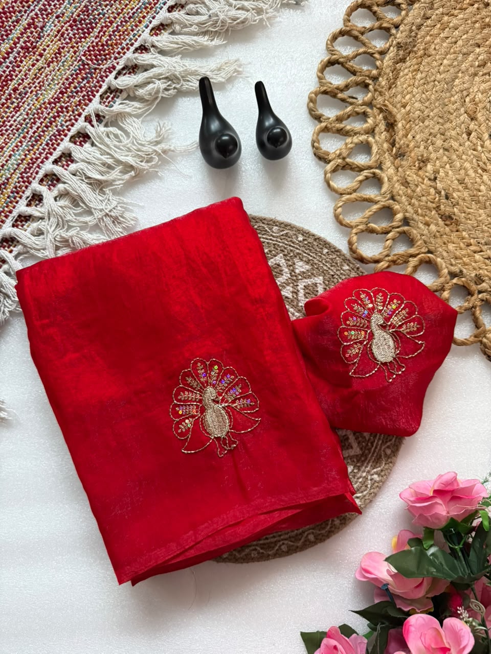 Attractive Party Wear Satin Silk Sequence n Thread Work Designer Saree For Women