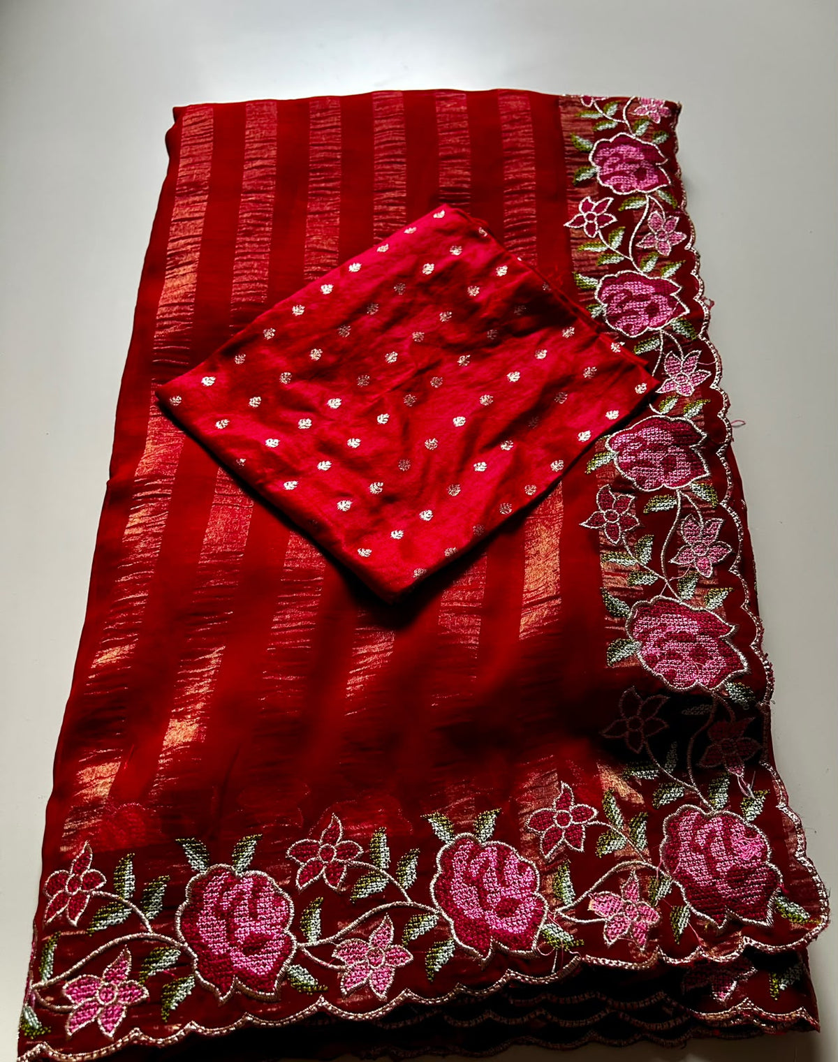 Gratifying Function Wear Viscose Silk Georgette n Thread Work Fancy Saree With Blouse Piece