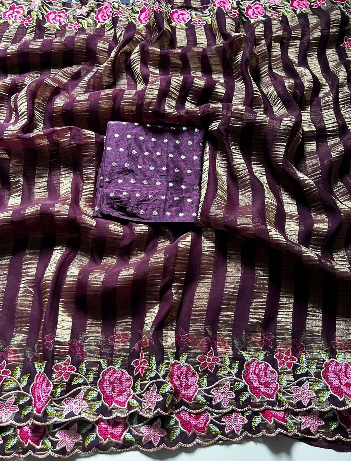 Gratifying Function Wear Viscose Silk Georgette n Thread Work Fancy Saree With Blouse Piece