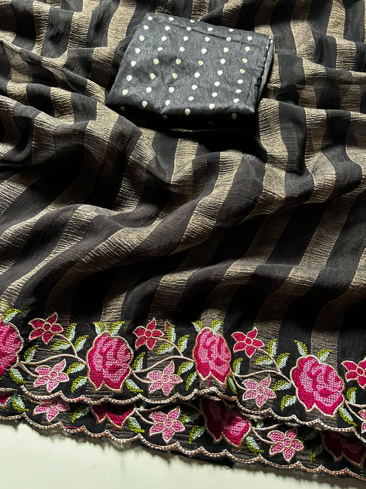 Gratifying Function Wear Viscose Silk Georgette n Thread Work Fancy Saree With Blouse Piece