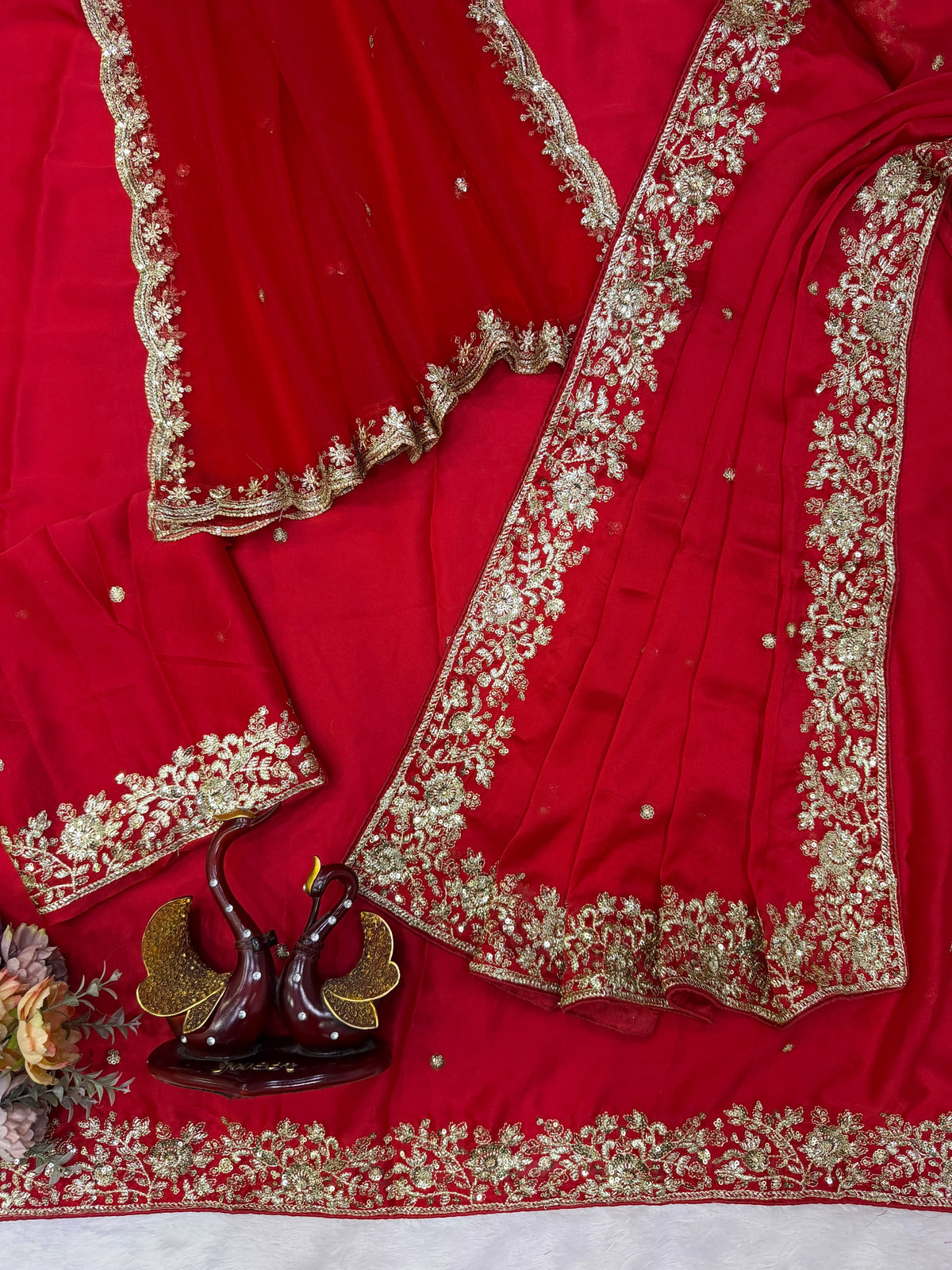 Blossom Wedding Wear Rangoli Silk Embroidery n Sequence Work Fancy Saree With Blouse Piece