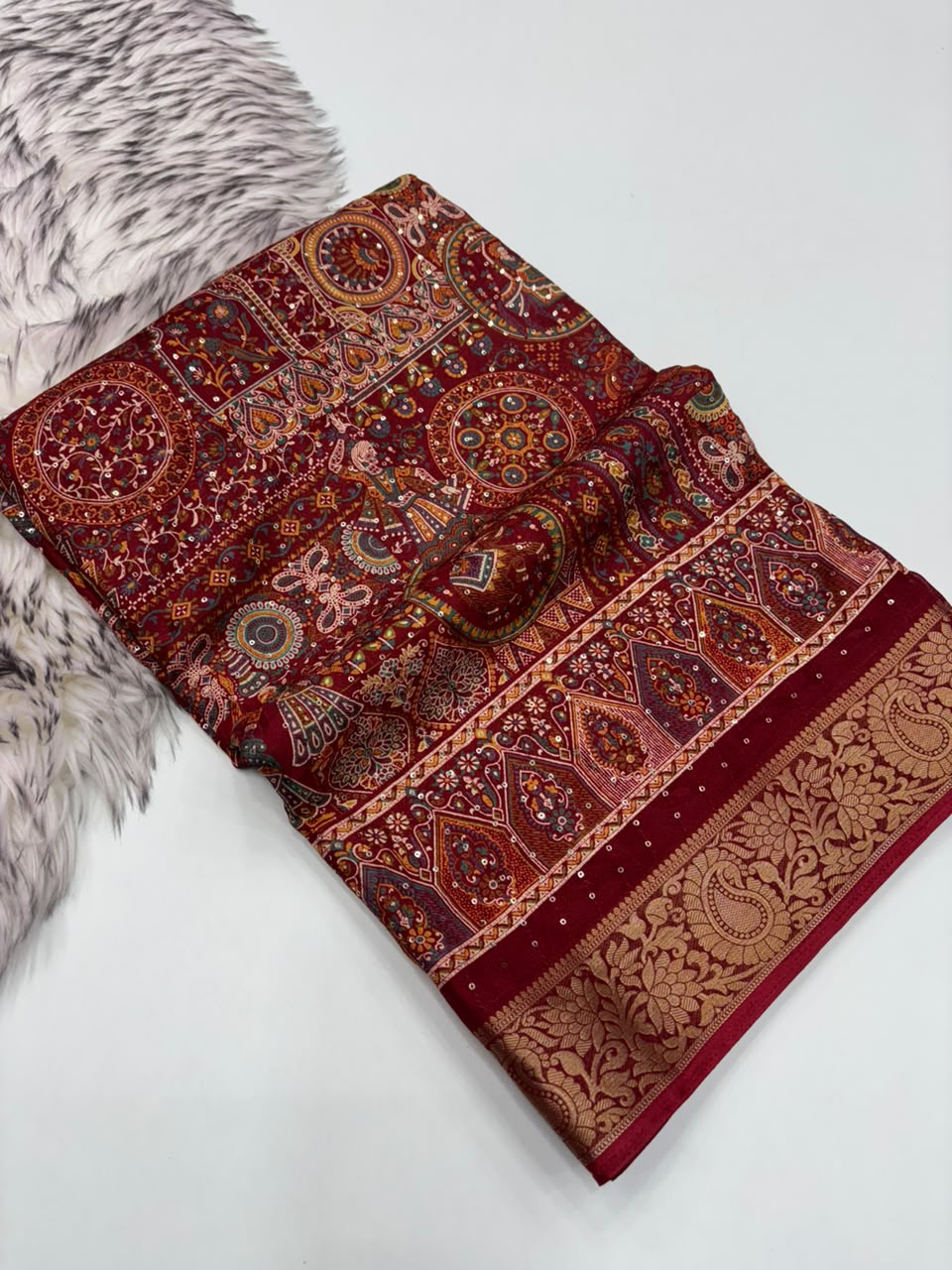 Effervescent Festive Wear Soft Dola Silk Print Design Jacquard Border Fancy Saree With Blouse Piece