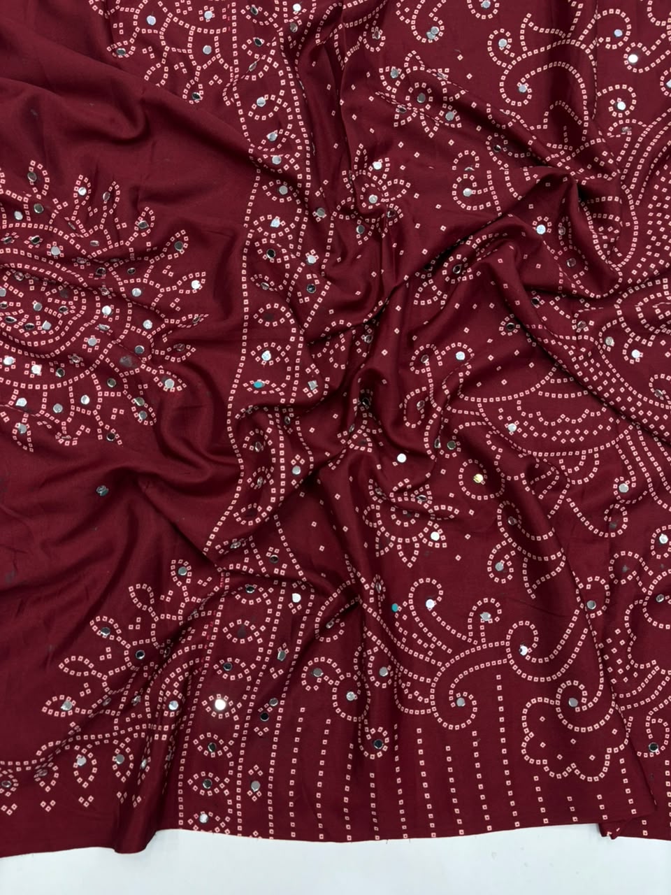 Blossom Party Wear Satin Silk Ajrak Printed Rich Pallu n Mirror Work Designer Saree With Blouse Piece